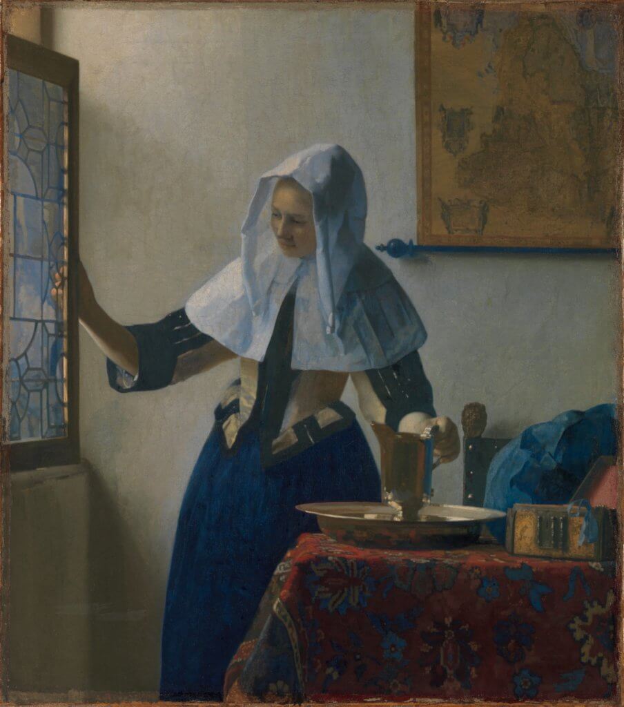 Young Woman with a Water Pitcher by Johannes Vermeer at the Metropolitan Museum of Art in New York 