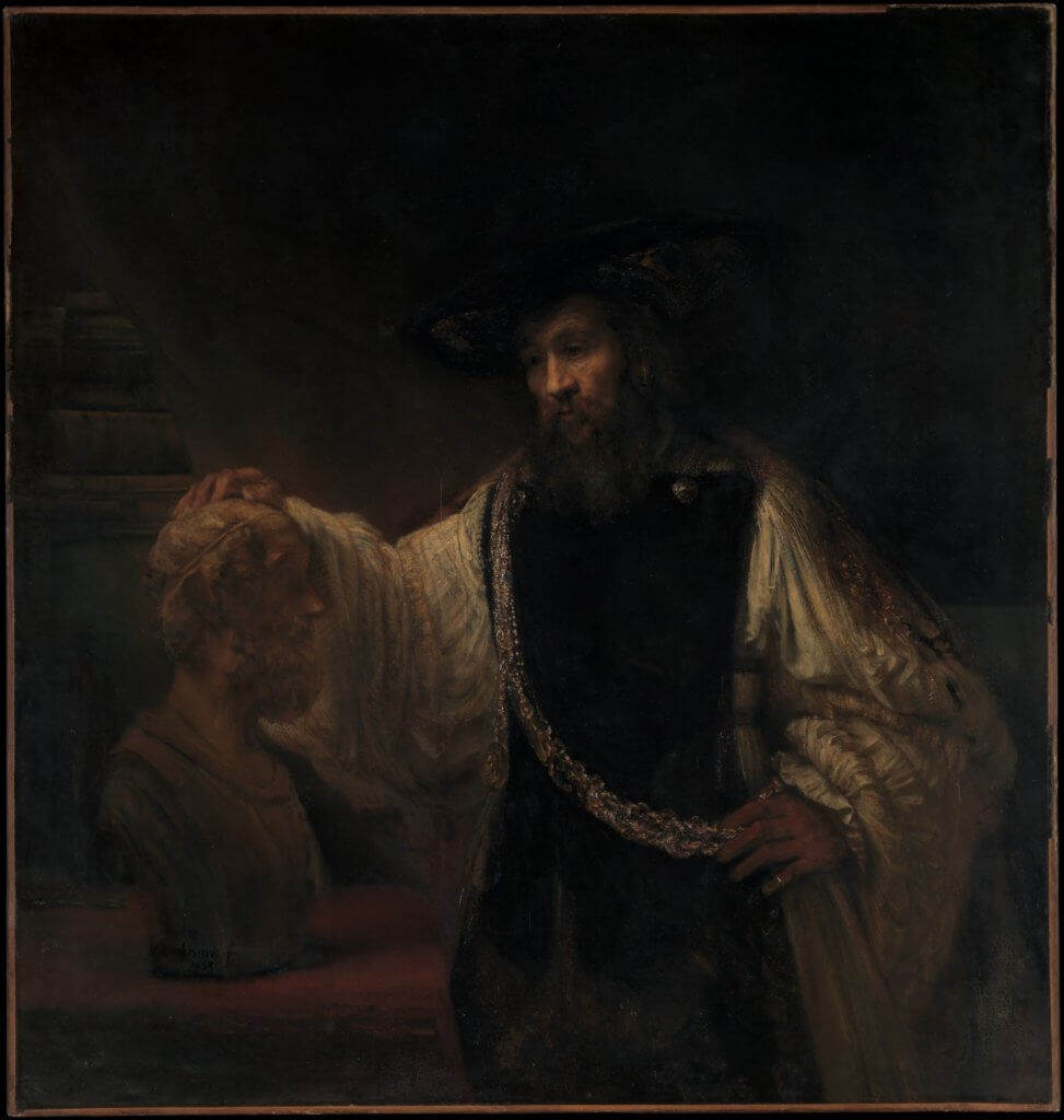 Aristotle with a Bust of Homer by Rembrandt at the Metropolitan Museum of Art in New York