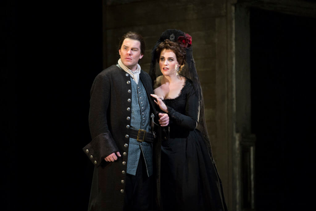 Stanislas de Barbeyrac as Don Ottavio and Rachel Willis-Sørensen as Donna Anna in Mozart's "Don Giovanni." 
