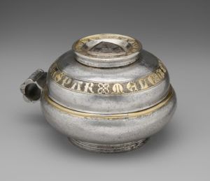 Silver Double Cup at the Colmar Treasure exhibit at the Met Cloisters