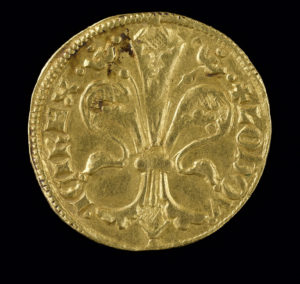 Golden florin from the Colmar Treasure at the Met Cloisters 